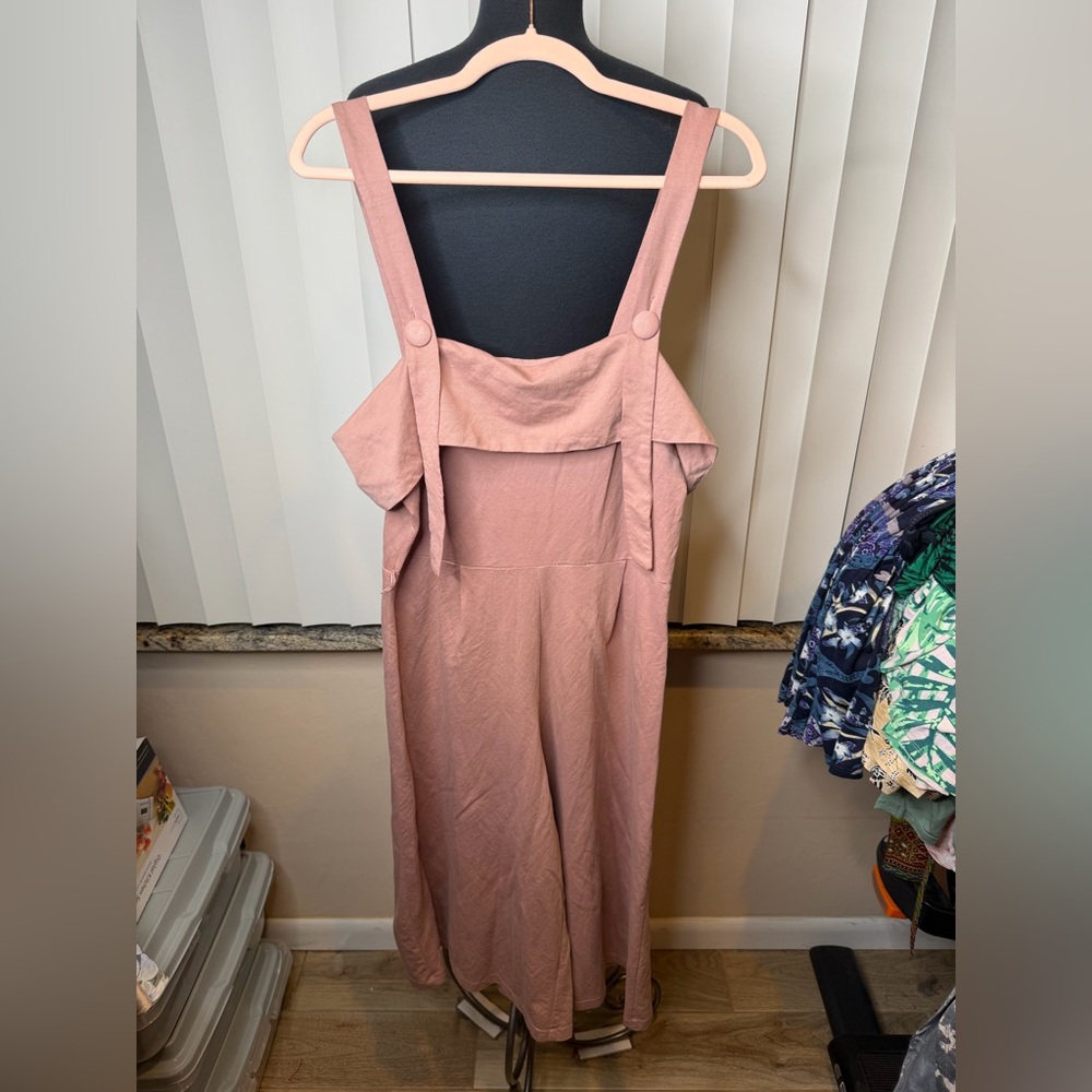 Kate C. Blush Pink Sleeveless Wide Leg Cropped Jumpsuit Size Large